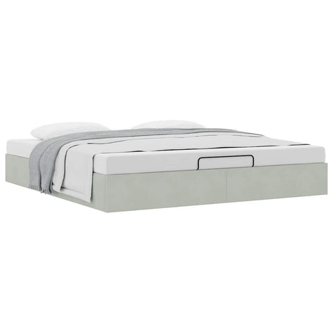vidaXL Ottoman Bed Frame No Mattress Light Grey Super King Velvet