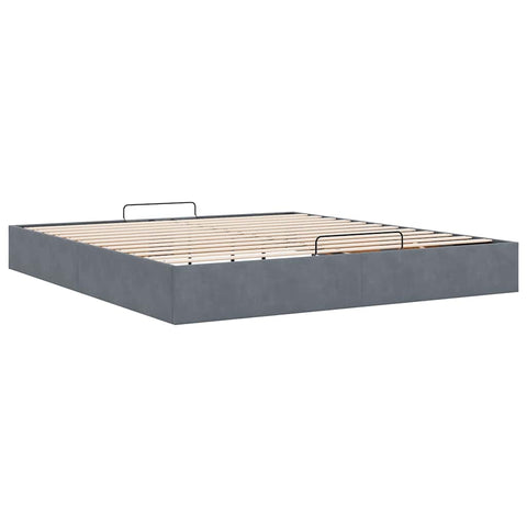 vidaXL Ottoman Bed Frame No Mattress Dark Grey Super King Velvet