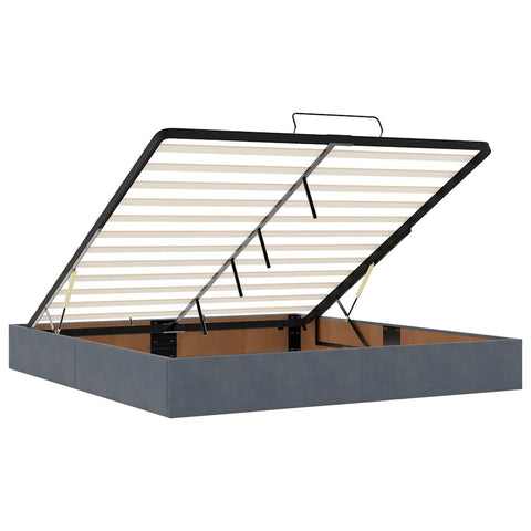 vidaXL Ottoman Bed Frame No Mattress Dark Grey Super King Velvet