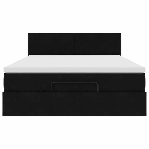 vidaXL Ottoman Bed with Mattress & LEDs Black 140x200cm Velvet