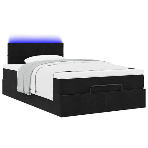 vidaXL Ottoman Bed with Mattress & LEDs Black 120x200cm Velvet