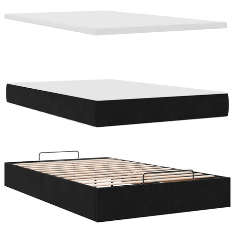 vidaXL Ottoman Bed with Mattress & LEDs Black 120x200cm Velvet