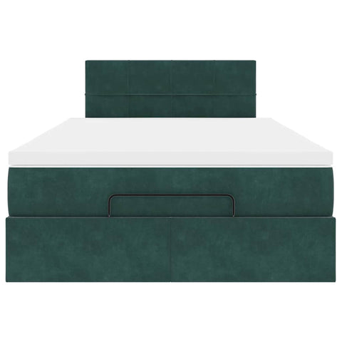 vidaXL Ottoman Bed with Mattress & LEDs Dark Green 120x200cm Velvet