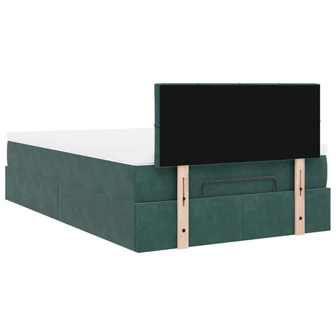 vidaXL Ottoman Bed with Mattress & LEDs Dark Green 120x200cm Velvet