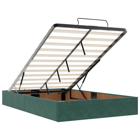 vidaXL Ottoman Bed with Mattress & LEDs Dark Green 120x200cm Velvet