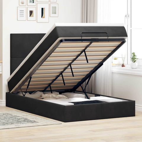 vidaXL Ottoman Bed with Mattresses Black 120x200cm Velvet