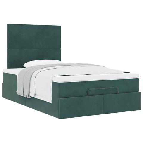 vidaXL Ottoman Bed with Mattresses Dark Green 120x200cm Velvet