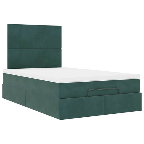 vidaXL Ottoman Bed with Mattresses Dark Green 120x200cm Velvet