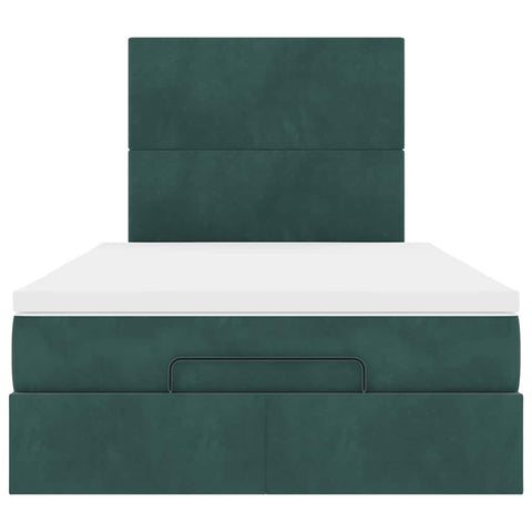 vidaXL Ottoman Bed with Mattresses Dark Green 120x200cm Velvet