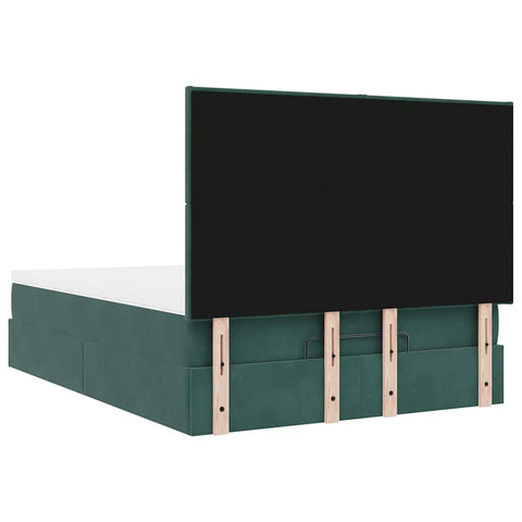 vidaXL Ottoman Bed with Mattresses Dark Green 140x190cm Velvet