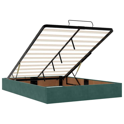vidaXL Ottoman Bed with Mattresses Dark Green 140x190cm Velvet