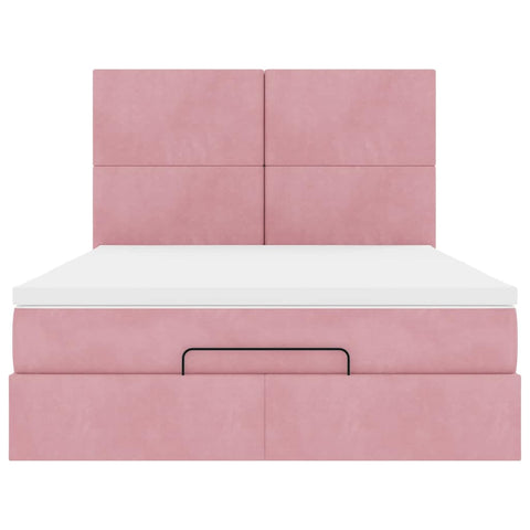vidaXL Ottoman Bed with Mattresses Pink 140x190cm Velvet