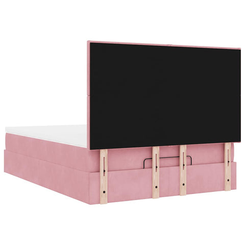 vidaXL Ottoman Bed with Mattresses Pink 140x190cm Velvet