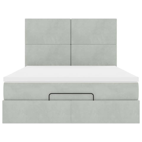 vidaXL Ottoman Bed with Mattresses Light Grey 140x200cm Velvet