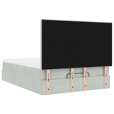 vidaXL Ottoman Bed with Mattresses Light Grey 140x200cm Velvet