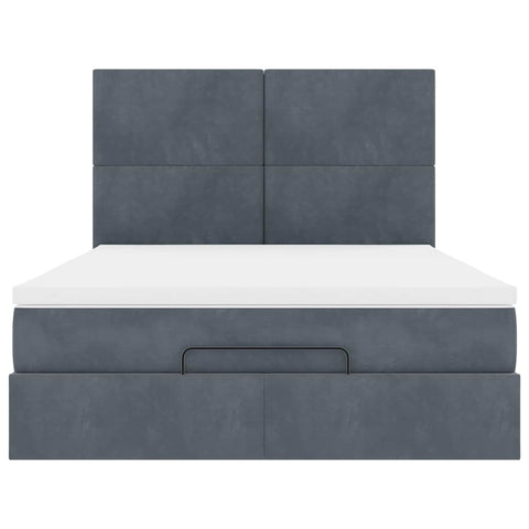 vidaXL Ottoman Bed with Mattresses Dark Grey 140x200cm Velvet