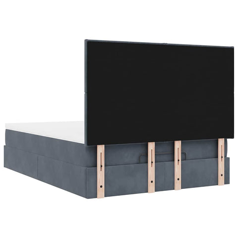 vidaXL Ottoman Bed with Mattresses Dark Grey 140x200cm Velvet