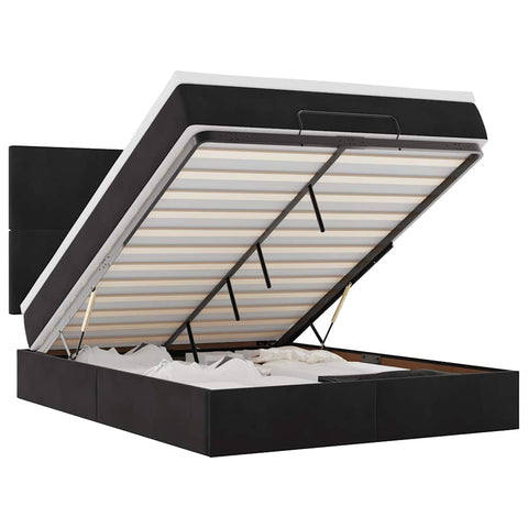vidaXL Ottoman Bed with Mattresses Black 140x200cm Velvet