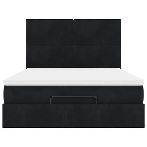 vidaXL Ottoman Bed with Mattresses Black 140x200cm Velvet