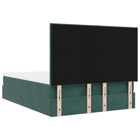 vidaXL Ottoman Bed with Mattresses Dark Green 140x200cm Velvet