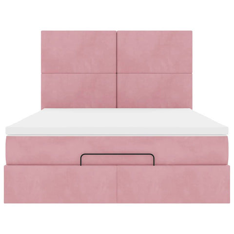 vidaXL Ottoman Bed with Mattresses Pink 140x200cm Velvet