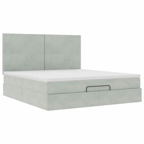 vidaXL Ottoman Bed with Mattresses Light Grey 160x200cm Velvet