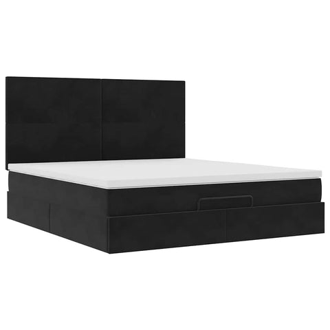 vidaXL Ottoman Bed with Mattresses Black 160x200cm Velvet