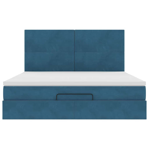 vidaXL Ottoman Bed with Mattresses Dark Blue 160x200cm Velvet