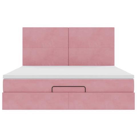vidaXL Ottoman Bed with Mattresses Pink 160x200cm Velvet
