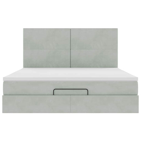 vidaXL Ottoman Bed with Mattresses Light Grey 180x200cm Velvet