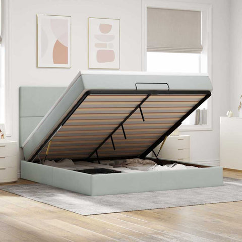 vidaXL Ottoman Bed with Mattresses Light Grey 180x200cm Velvet