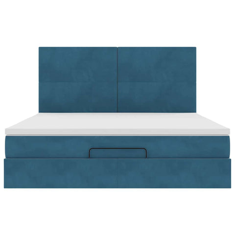 vidaXL Ottoman Bed with Mattresses Dark Blue 180x200cm Velvet