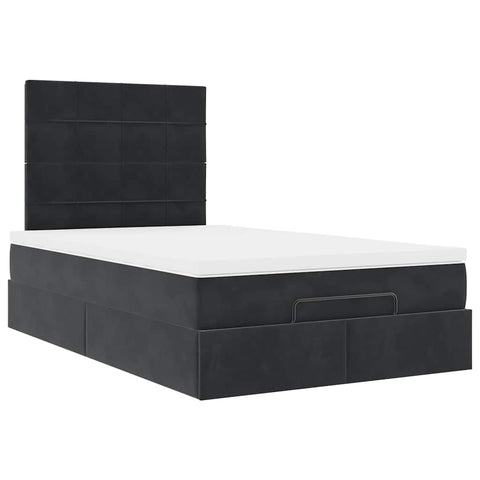 vidaXL Ottoman Bed with Mattresses Black 120x200cm Velvet