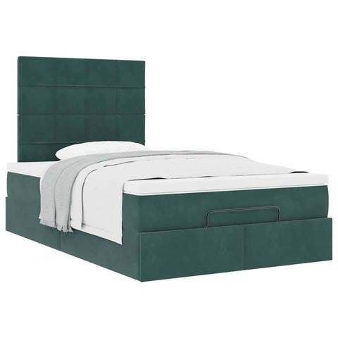 vidaXL Ottoman Bed with Mattresses Dark Green 120x200cm Velvet