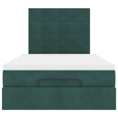 vidaXL Ottoman Bed with Mattresses Dark Green 120x200cm Velvet