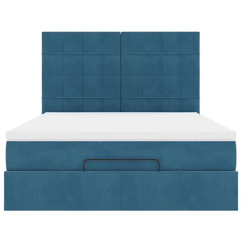 vidaXL Ottoman Bed with Mattresses Dark Blue 140x190cm Velvet