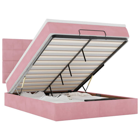 vidaXL Ottoman Bed with Mattresses Pink 140x190cm Velvet