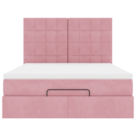 vidaXL Ottoman Bed with Mattresses Pink 140x190cm Velvet