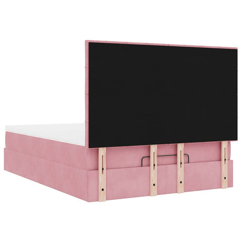 vidaXL Ottoman Bed with Mattresses Pink 140x190cm Velvet