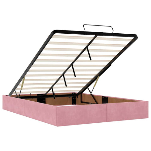 vidaXL Ottoman Bed with Mattresses Pink 140x190cm Velvet