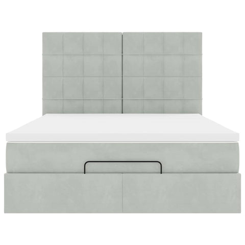 vidaXL Ottoman Bed with Mattresses Light Grey 140x200cm Velvet