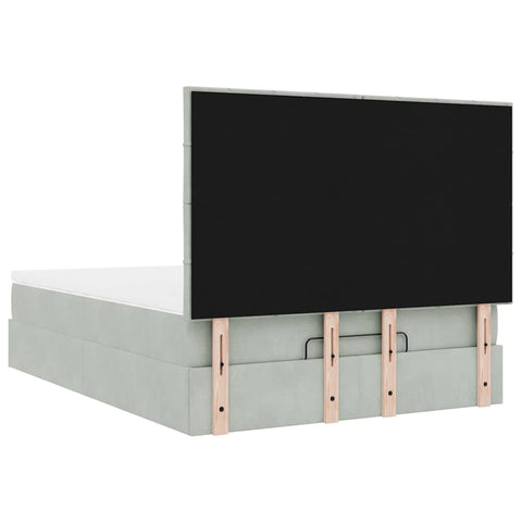 vidaXL Ottoman Bed with Mattresses Light Grey 140x200cm Velvet