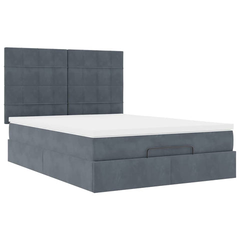 vidaXL Ottoman Bed with Mattresses Dark Grey 140x200cm Velvet