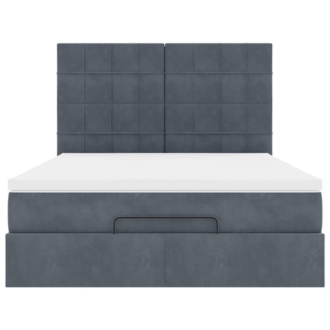 vidaXL Ottoman Bed with Mattresses Dark Grey 140x200cm Velvet