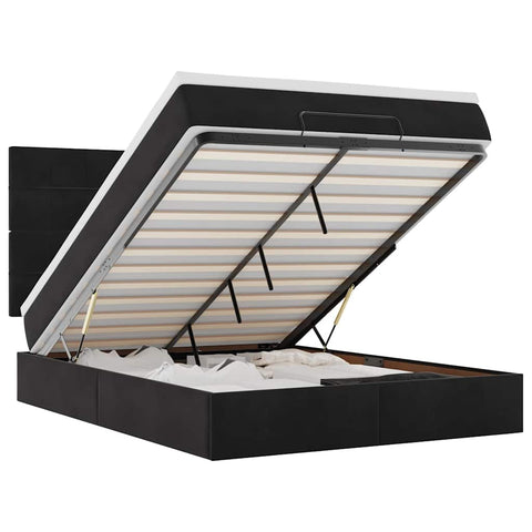 vidaXL Ottoman Bed with Mattresses Black 140x200cm Velvet