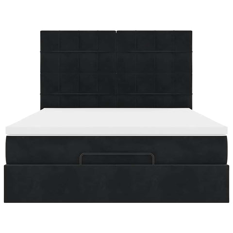 vidaXL Ottoman Bed with Mattresses Black 140x200cm Velvet