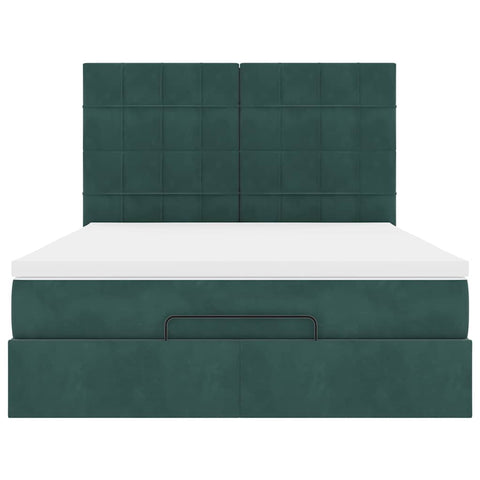 vidaXL Ottoman Bed with Mattresses Dark Green 140x200cm Velvet