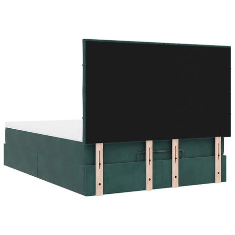 vidaXL Ottoman Bed with Mattresses Dark Green 140x200cm Velvet