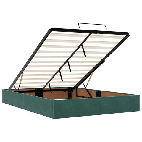 vidaXL Ottoman Bed with Mattresses Dark Green 140x200cm Velvet