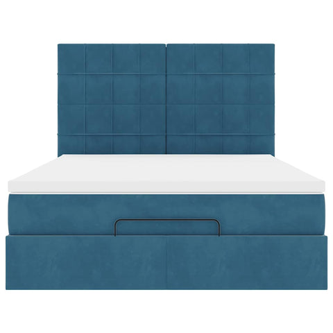 vidaXL Ottoman Bed with Mattresses Dark Blue 140x200cm Velvet